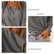 thumbnail image 5 of Blusa de punto Jersey Hombro caído Manga larga Color puro Cuello redondo Tops con botones para mujer Gris XL, 5 of 6