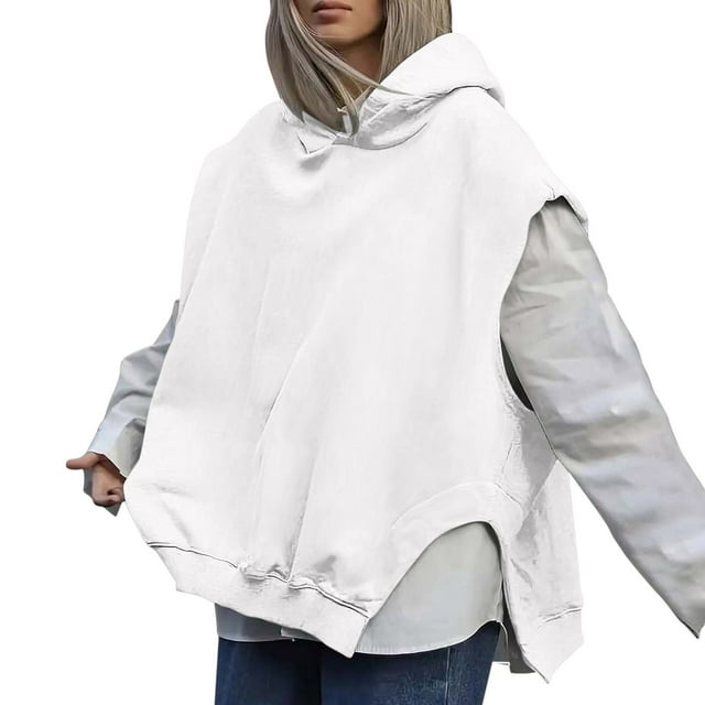 Mode Femme Chandails à Capuche Unis Sans Manches à Cordon Chandails Amples Hauts à Capuche Chandail à Capuche Femme Femmes Chandail à Capuche à Fermeture Éclair Chandail à Capuche Femme Veste de Chandail Mince Chandail à Capuche à Fermeture Éclair Femme Long Chandail à Capuche