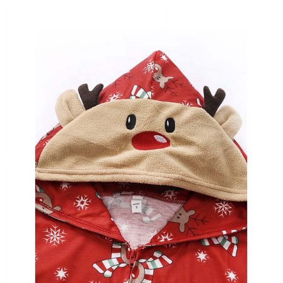 Sinhoon Christmas Family Matching Hoodie Pajamas Reindeer One Piece Jumpsuit Zipper Pjs for Adult Kids Baby