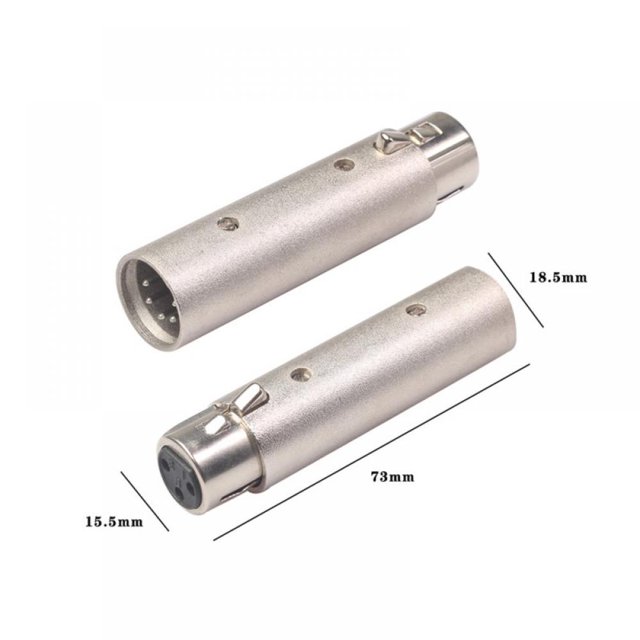 Adaptador Eleans XLR de 3 pines hembra a XLR de 5 pines macho con cambiador de género, adaptador de aluminio anodizado con botón de liberación de bloqueo, paquete de 2