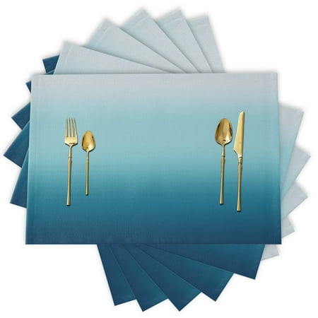 

Ombre Blue Placemats Set of 6 Durable Placemats for Dining Table Placemat Washable for Kitchen Table Heat-resistand Table Mats