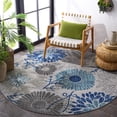 thumbnail image 3 of SAFAVIEH Cabana Garnet Floral Indoor/Outdoor Area Rug, Grey/Blue, 3' x 3' Round, 3 of 17