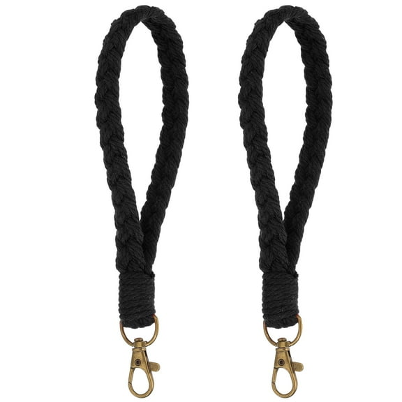 Uxcell Boho Handmade Bracelet Keychain, 2 Pcs Soft Macrame Keychain for Gym Travel Concerts, Black