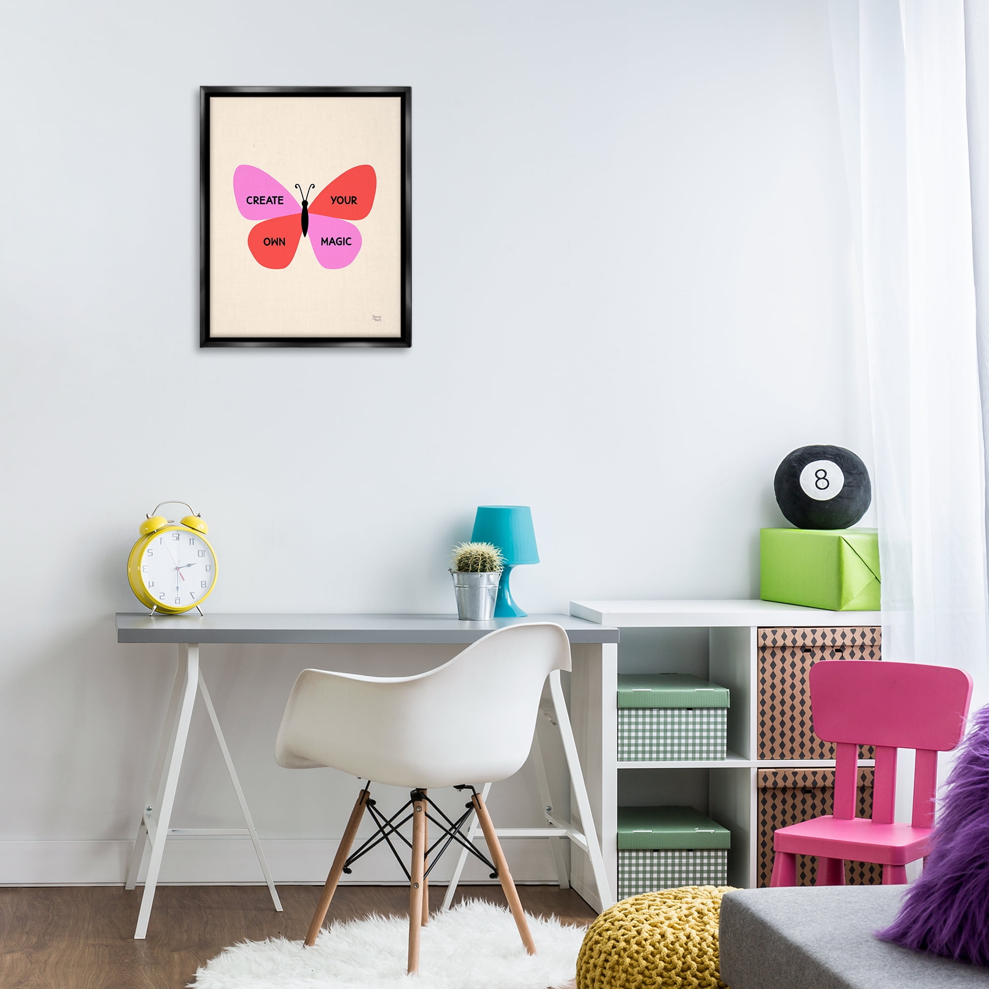 Stupell Industries Create Your Own Magic Animals Painting Black Floater Framed Canvas Art Print Wall Art, 17 x 21