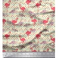 thumbnail image 1 of Soimoi Polyester Crepe Fabric Dots & Flamingo Bird Print Fabric by Yard 52 Inch Wide, 1 of 3