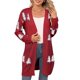 thumbnail image 1 of Cárdigans Largos Navideños para Mujer con Estampado de Árbol de Navidad, Larga, Abrigos de Punto Acogedores para las Fiestas Rojo M, 1 of 5