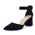 thumbnail image 2 of Pointed Toe 2.5 inch Low Block Chunky Heels for Women Closed Toe Pumps with Ankle Strap Dress Comfortable Shoes for Daily Work Office Homecoming, 2 of 5