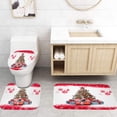 thumbnail image 4 of 4 Pcs Shower Curtain Set Christmas Santa Claus Holding Box Red with Non-Slip Rugs Toilet Lid Cover and Bath Mat Bathroom Decor Set 72" x 72", 4 of 7