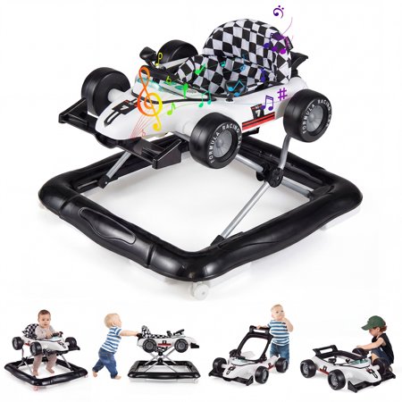 Gymax 4-in-1 Baby Push Walker Activity Center w/3-Level Adjustable Height Music Box White