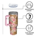 thumbnail image 4 of OBREWU Golden Retriever with Flowers Tumbler with Handle and Lid,Golden Retriever with Flowers 40oz Double Wall Vacuum Insulated Tumbler,Cups Gift for Women and Men, 4 of 7