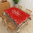 thumbnail image 3 of Nanqianyi Red Christmas 60'' x 102'' Tablecloth Santa Claus Pine Trees Washable Table Cloth for Kitchen Dining, 3 of 9