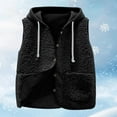thumbnail image 6 of Fleece Crop Jackets for Women Sleeveless Outerwear Vest with Pockets Hooded Sherpa Coat Solid Color Winter Clothes (L, Black), 6 of 6