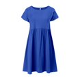 thumbnail image 4 of Women Cotton and Linen Round Neck A Line Dress Plus Size Loose Comfortable Daily Wear, 4 of 4