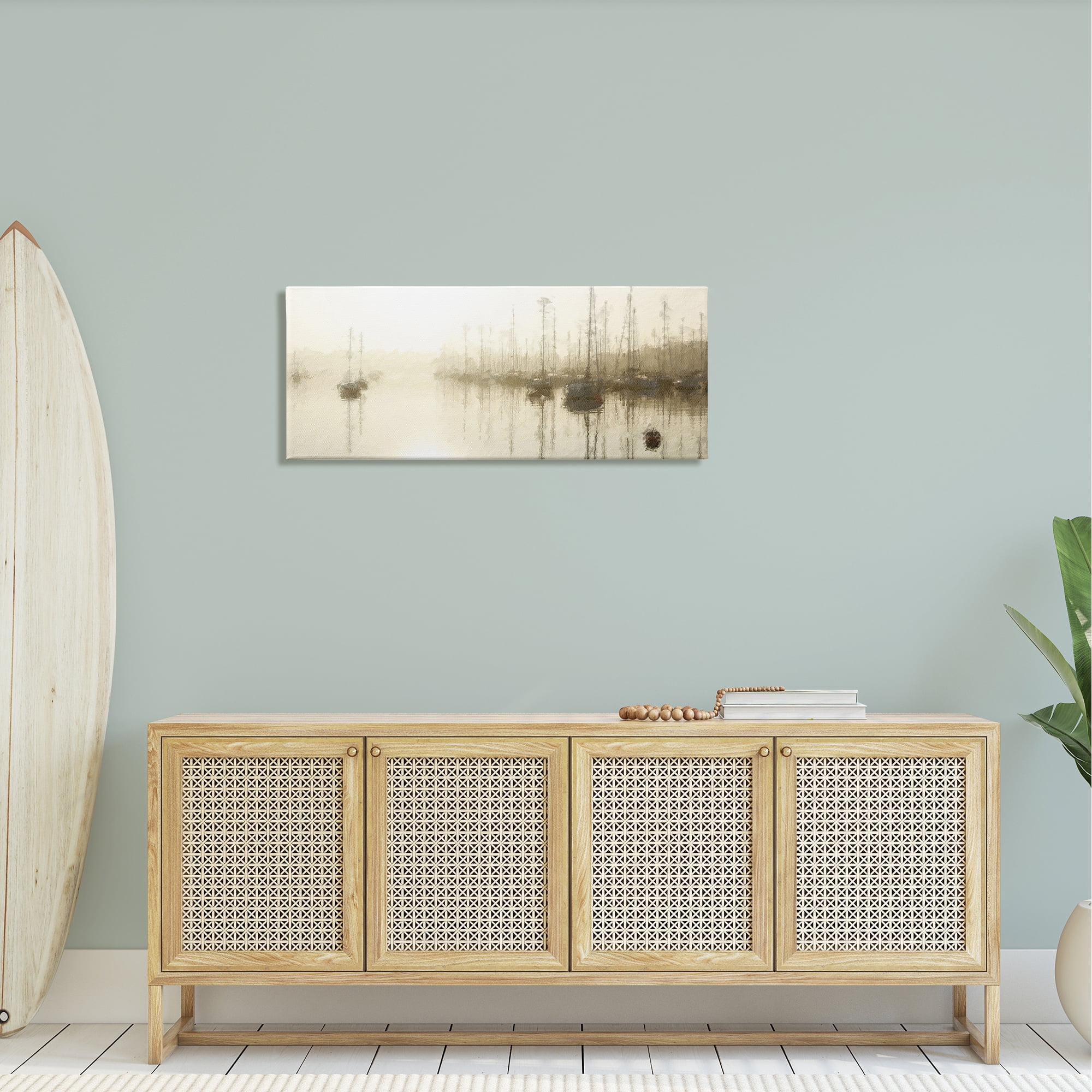 Stupell Impressionist Marina Boats Reflection Landscape Painting Gallery Wrapped Canvas Print Wall Art