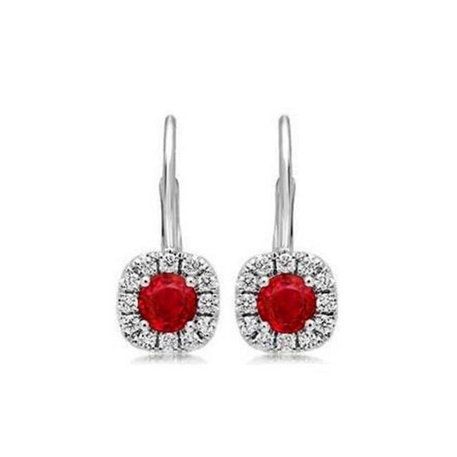 Harry Chad Enterprises 59454 Ladies 4.40 CT Ruby & Diamonds Dangle Earrings, 14K White Gold