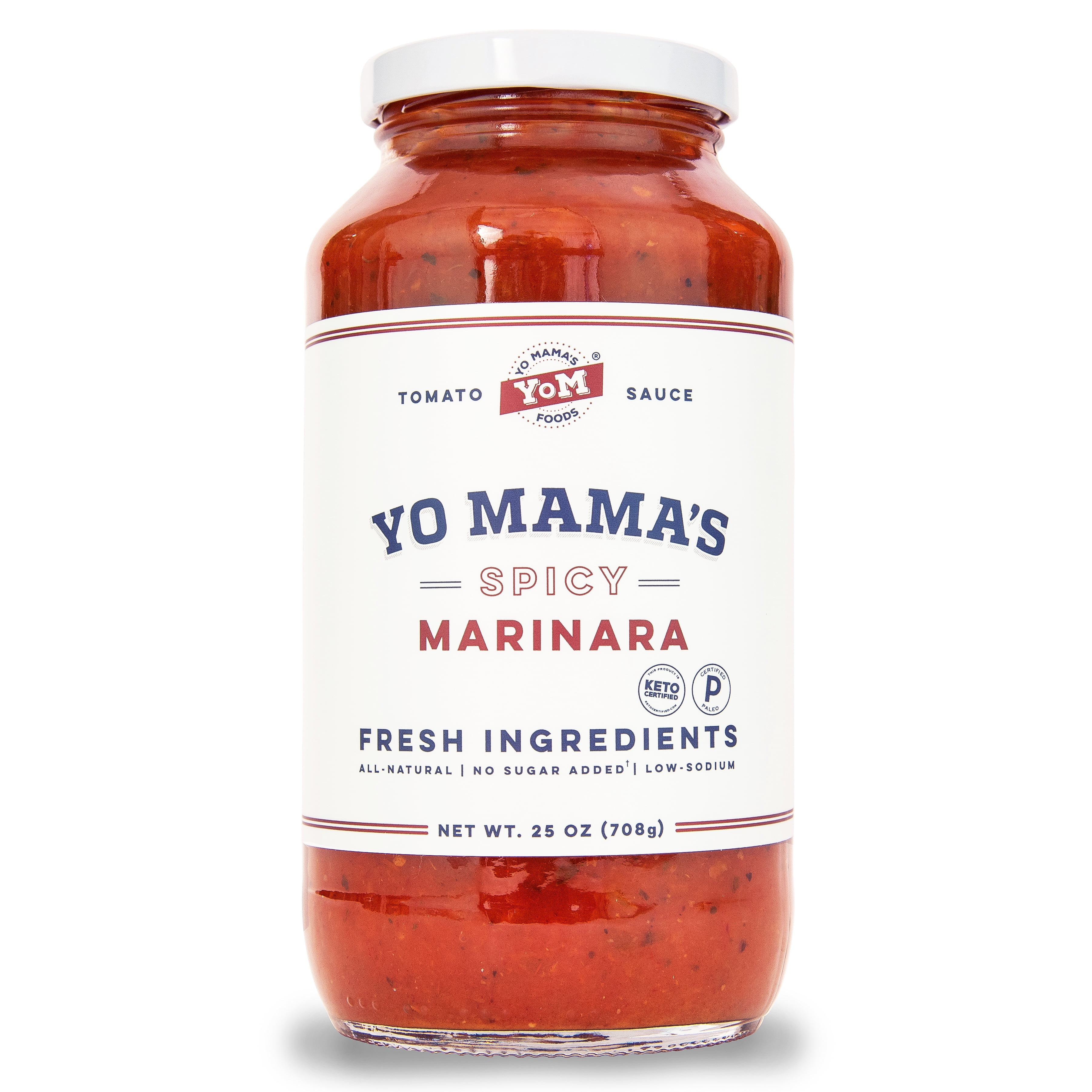 Yo Mama's Foods Gluten-Free, Keto Spicy Marinara Tomato Pasta Sauce, 25 oz