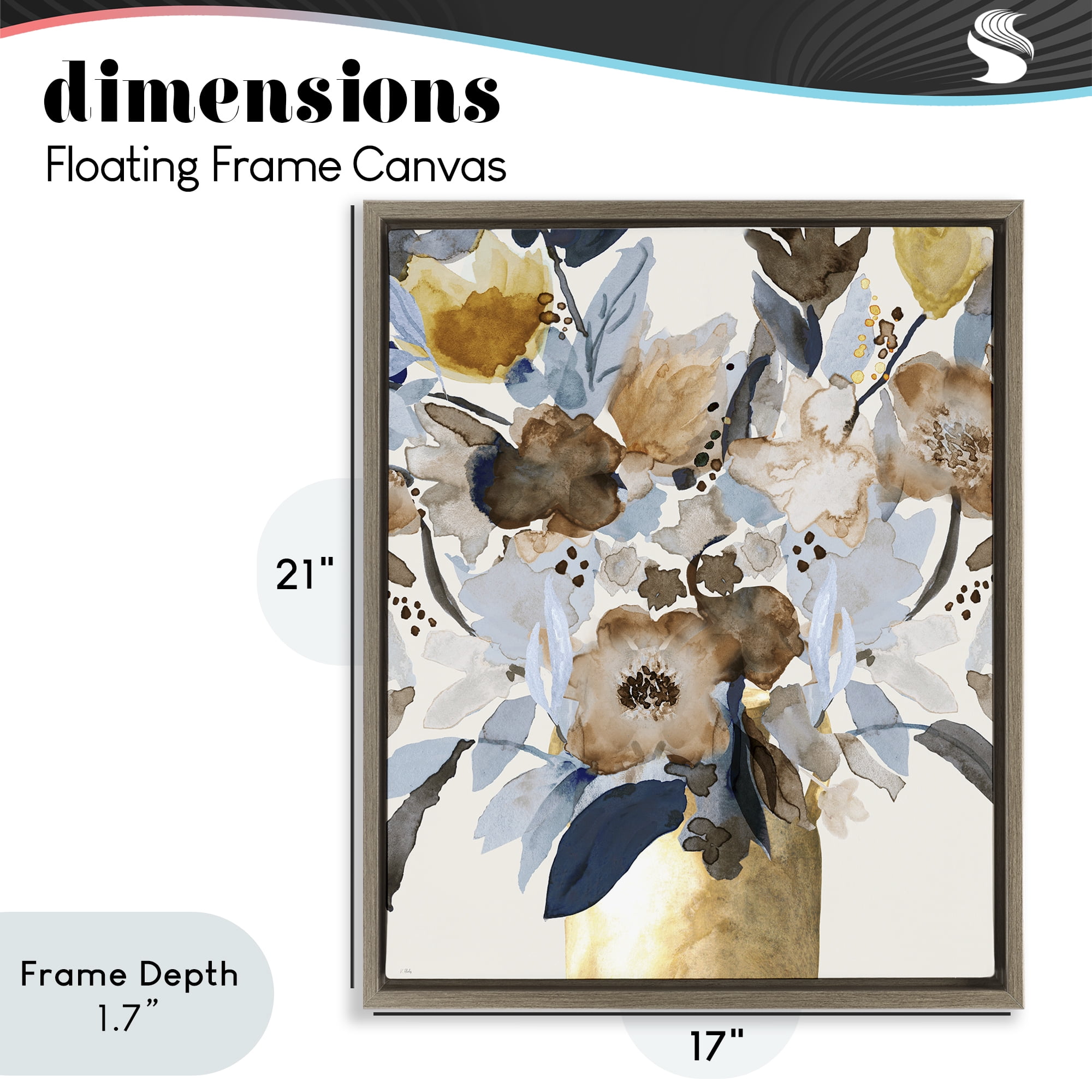 Stupell Industries Expressive Earthy Blossoms Brown Framed Floater Canvas Wall Art, design by Val Rhodes