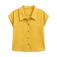 thumbnail image 5 of ATOYSOY Ladies Notch Collar Cap Sleeve Full Placket Tops Short Sleeve Crinkle Woven Casual Blouses Breathable Soft Oversized Fashion Shirts Versatile Wear For Weekend Home Working Daily Styling, 5 of 6