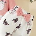 thumbnail image 6 of HCNTES Infant Baby Girl Cartoon Elephant Baby Letter Print Long Sleeve Ribbed Romper Butterfly Shorts with Bow Headband 3Pcs Cute Outfit Set 0-18M, 6 of 6