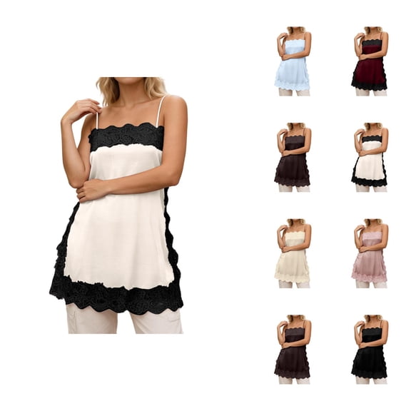 Lace Camisole Tops for Women Elegant Lace Patchwork Spaghetti Strap Cami Tank Tops Y2k Going out Tops Summer Outfits