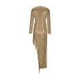 thumbnail image 4 of QATAINLAV Cocktail Dresses for Women Sequins Evening Gown Long Sleeve V Neck Casual Split Wedding Party Dresses Fall Outfits Gold XL, 4 of 5