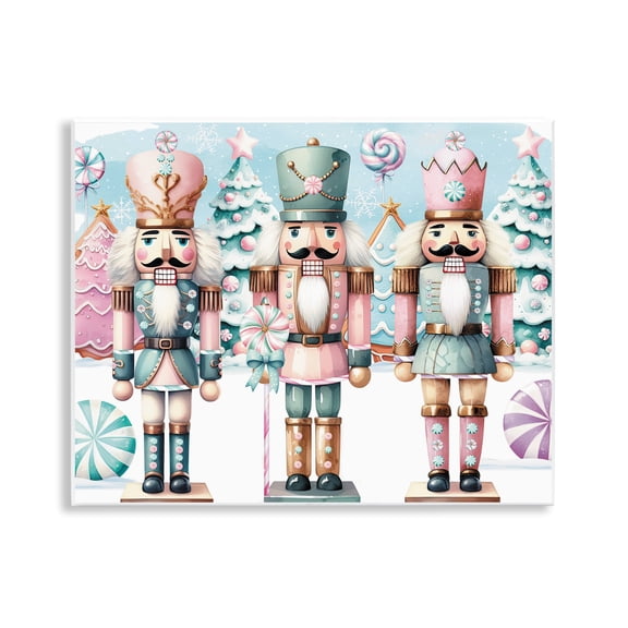 Stupell Industries Traditional Pastel Nutcracker Trio Wall Plaque Art, 14 x 11, by Nicole DeCamp