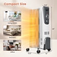thumbnail image 6 of Canddidliike 1500W Electric Space Heater with Adjustable Thermostat, Overheat & Tip-Over Protection, Electric Oil Heater for Home, Bedroom, Indoor use, 6 of 7