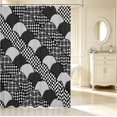 thumbnail image 2 of Manfei Abstract Geometric Shower Curtain 72Wx78L,Modern Checkered Bath Curtain,Black White, 2 of 5