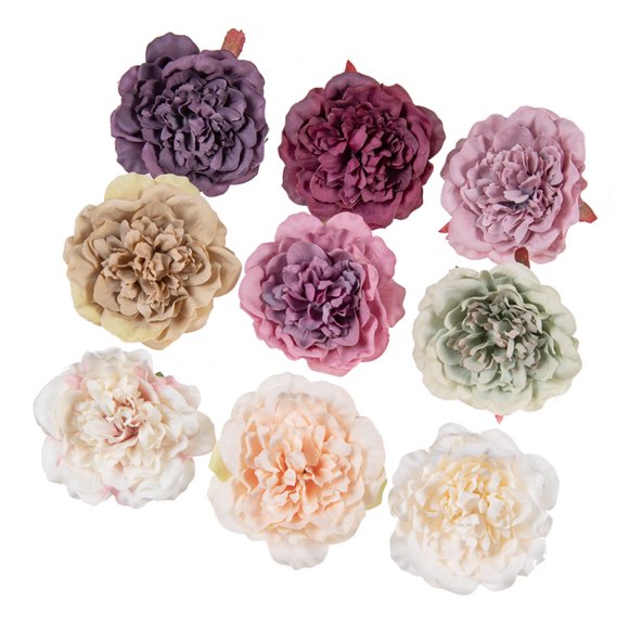 Jinsinto Set of 12 Pieces Artificial Flowers Fake Rose Heads Handmade Fabric Multicolor for DIY Craft Decoration (12 Different Colors)