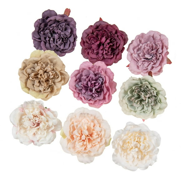 Jinsinto Set of 12 Pieces Artificial Flowers Fake Rose Heads Handmade Fabric Multicolor for DIY Craft Decoration (12 Different Colors)