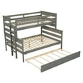 Euroco Wood Twin over Full Size Bunk Bed with Trundle, 3in1 Beds for