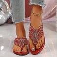 thumbnail image 2 of Tauxra Women's Rhinestone Flat Sandals for Women Plus Size Boho Flops Spring Summer Comfort Beach Shoes, 2 of 9