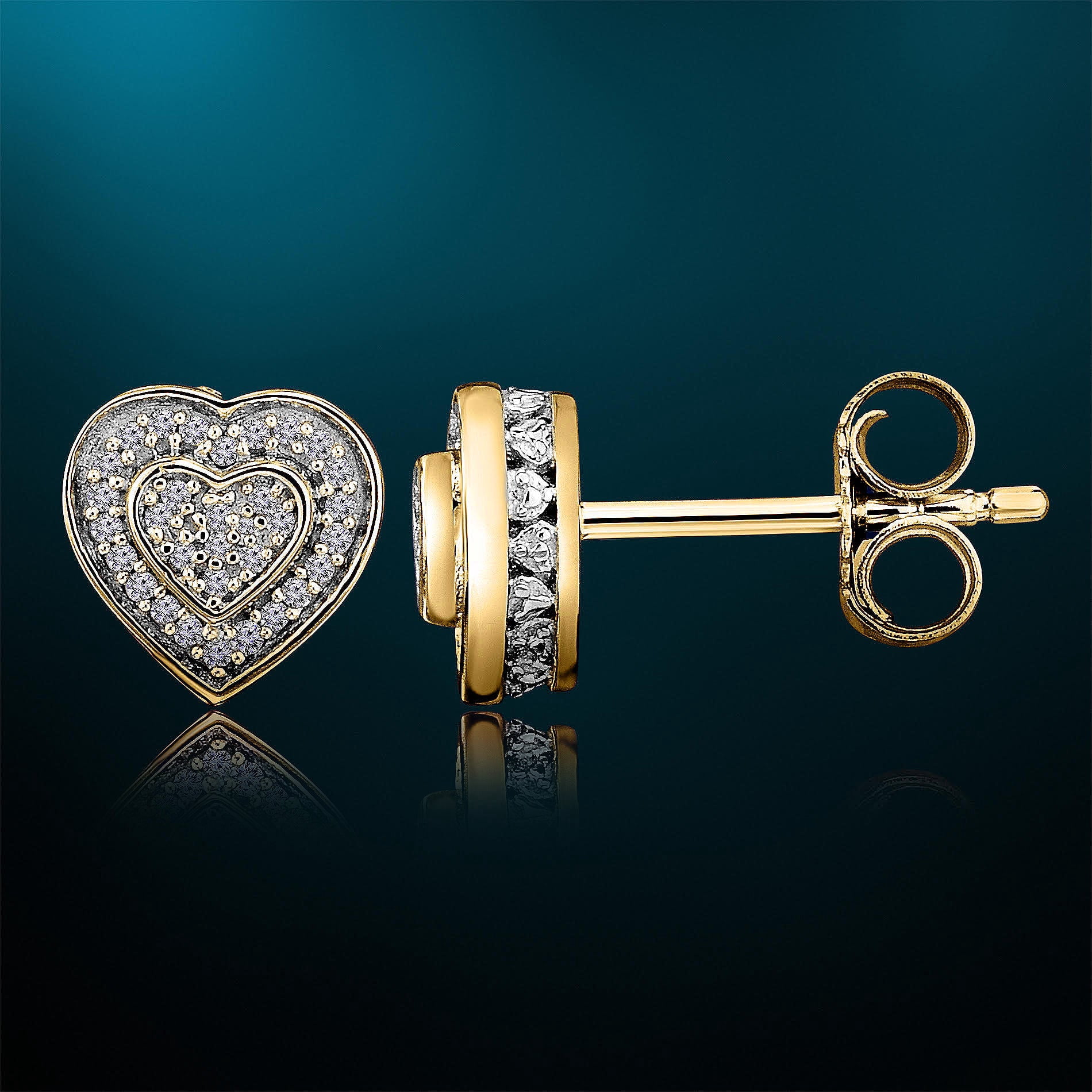 Natalia Drake 1/10 Cttw Diamond Heart Stud Earrings for Women in Sterling Silver (Color H-I / Clarity I2-I3)