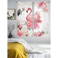 thumbnail image 4 of Pink Flamingo Sheer Curtains 63 Inches Length 2 Panels Set, Window Sheer Curtains for Living Room/Bedroom, Watercolor Flowers Spring Floral Leaf Plant Light Filtering Rod Pocket Curtain 52''x63''x2, 4 of 8