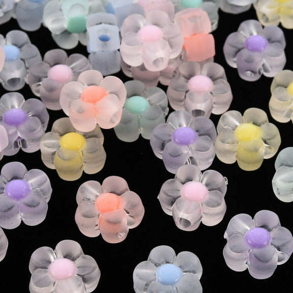 100pc Transparent Acrylic Beads Frosted Bead in Bead Flower Mixed Color 12x12.5x6mm Hole: 2.5mm