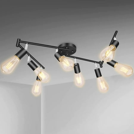 

Foldable Ceiling Spotlight with E26 Base Directional Lighting with 8 Flexible Track Heads for Hallway Office Kitchen Bedroom Dining Room