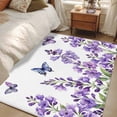 thumbnail image 4 of Area Rugs 2.7'x5', Purple Flowers Carpet for Living Room Bedroom Dining Room, Butterfly Spring Floral Watercolor Farmhouse Throw Kitchen Rugs Non Slip Washable Rectangle Indoor Outdoor Rugs, 4 of 8