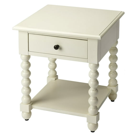 White - White - Square - Mahogany wood solids, MDF, Mahogany veneer - BUTLER ALEC WHITE END TABLE
