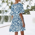 thumbnail image 4 of Vetsdori Short Sleeve Mini Dresses for Junior Summer Beach Sundress Holiday Pleated,Floral Print Party Tunic Womens Dress Mujer, 4 of 8