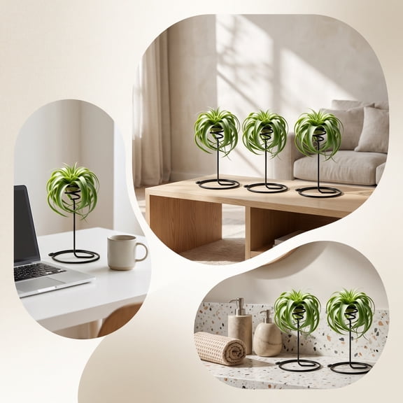 Cadancy Metal Plants Stand 3 Pack Spiral Air Holder Display Rack Desktop Shelf Modern Minimalist Office Living Room Bathroom Countertop Organizer Set Home Decor