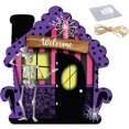 thumbnail image 5 of Halloween Tree Decoration, Classic Halloween Door Hanging with Ghost Skull and Pumpkin | Wooden vehicle shaped house, wooden decoration for front door, 5 of 5