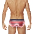 thumbnail image 4 of Mens Swim Trunks with Drawstring Low Rise Quick-Drying Underwear Thongs Casual Stripe Printed Breathable High-Cut Beach Swimming Briefs, 4 of 4