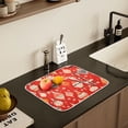 thumbnail image 5 of Yayeee Dish Drying Mat for Kitchen Counter 16" x 18" Microfiber Super Absorbent Coffee Decorative Pad, Red Christmas Ornaments Pattern, 5 of 8