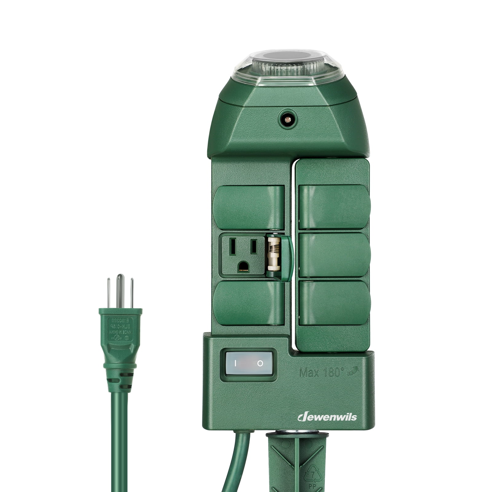 DEWENWILS Outdoor Power Strip Timer with Photocell, Yard Stake Timer