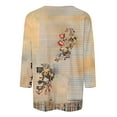 thumbnail image 4 of WJHWSX 3/4 Length Sleeve Womens Tops,Going Out Tops for Women,Breathable,Crew Neck,Printed,Yellow,3XL, 4 of 5