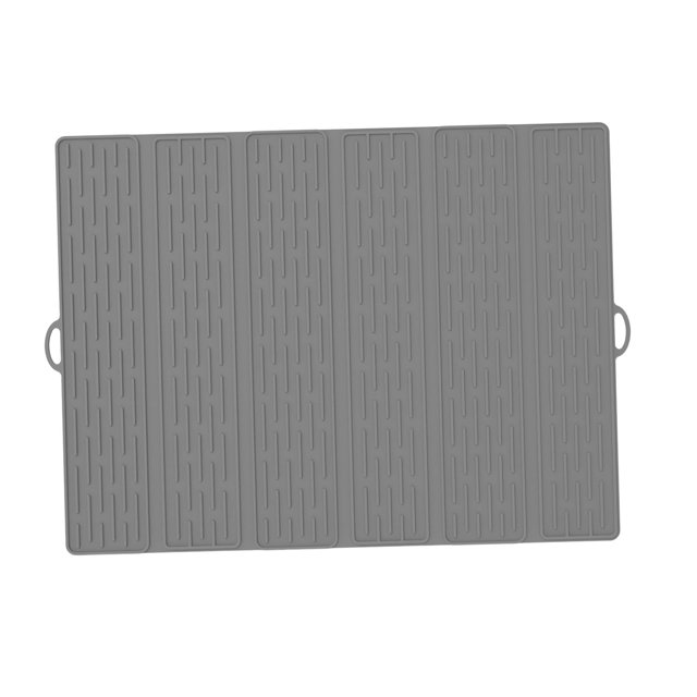 Alfombrilla para escurrir platos, plegable, fácil de limpiar, soporte para ollas calientes, antideslizante, para vajilla de cocina Gris