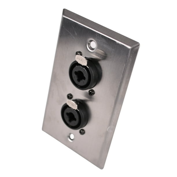 Seismic Audio Stainless Steel Wall Plate Dual 1/4 Inch and XLR Combo