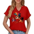 thumbnail image 6 of Erwazi Womens Mardi Gras T-Shirt Graphic Printed Short Sleeve V Neck Tees Carnival Party Tee Top, 6 of 6