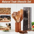 thumbnail image 4 of ACMETOP Wooden Spoons for Cooking, 9 Pcs Natural Teak Kitchen Utensil Set with Utensils Holder & Spoon Rest, Wooden Cooking Utensils for Nonstick Pans & Cookware, 4 of 10