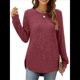 thumbnail image 3 of Suéteres de Moda para Mujer, Tops de Larga, Ropa de Otoño, Camisetas y Blusas de Moda. Vino Tinto S, 3 of 6